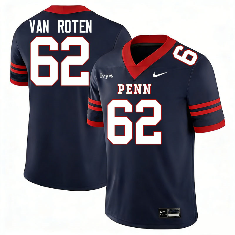 Pennsylvania Quakers #62 Greg Van Roten College Football Jerseys,Uniforms Stitched-Navy